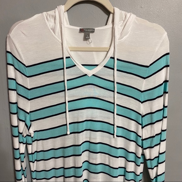 Talbots Lightweight Striped Hooded Shirt - Picture 5 of 8